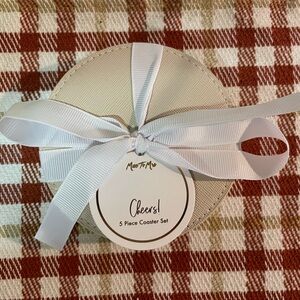 New 5 piece faux leather coaster set